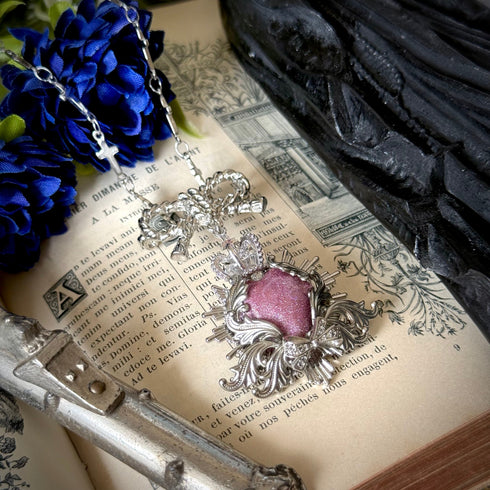 <12031>The Virtuous Rose necklace - Silver Pink