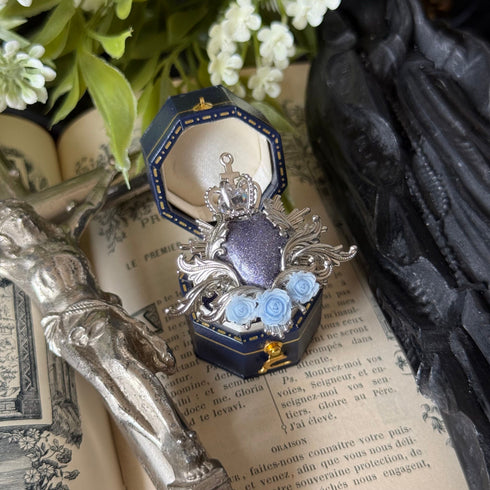 <12059>The Virtuous Rose Ring - Silver Light Blue