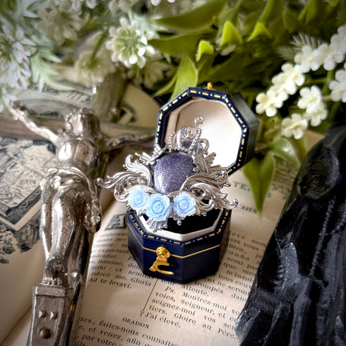 <12059>The Virtuous Rose Ring - Silver Light Blue