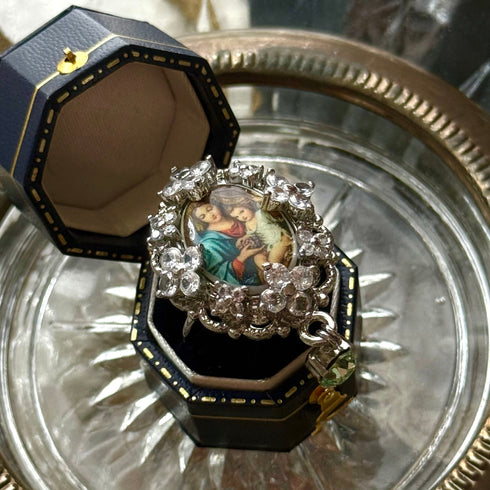 <12062>Vintage Cabochon Eugenie Ring - Mother and Son