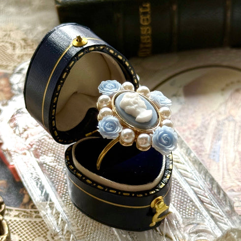 <12073>Rococo Rose Ring - GD cameo