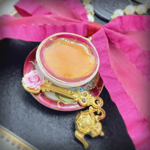 <14006>Antique tea cup necklace