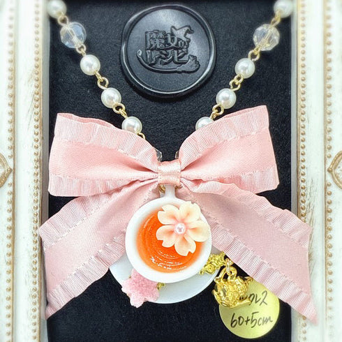 <14007>Sakura tea cup necklace