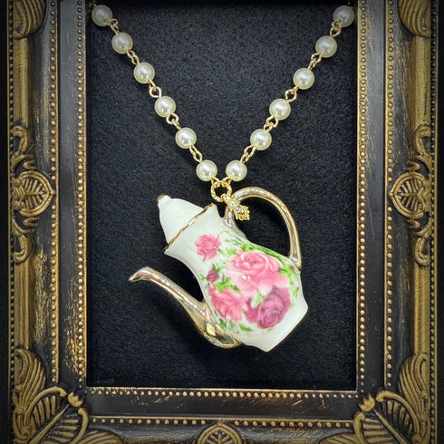 <14016>Antique tea pot necklace large
