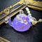 <14019>Magical Hydrangea teapot necklace purple to blue