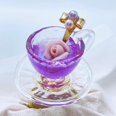 <14023>Magical Rosetea teacup ring purple to pink