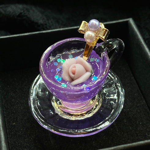 <14023>Magical Rosetea teacup ring purple to pink