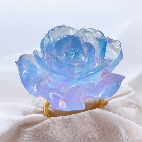 <14025>Magical Ice Rose ring purple to blue