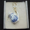 <14038>Antique tea pot necklace small blue drop