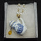 <14039>Antique tea pot necklace small blue teadrop
