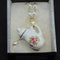 <14040>Antique tea pot necklace small rose drop