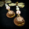 <14045>Brown rose tea cup earrings