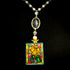 <14047>Yellow Rose stained glass rosary necklace