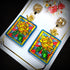 <14048>Yellow Rose stained glass earrings
