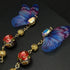 <14051>Purple butterfly Chinoiserie pierced earrings