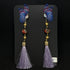<14052>Purple butterfly Chinoiserie earrings