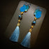 <14053>Blue butterfly Chinoiserie earrings