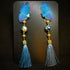 <14054>Morpho butterfly Chinoiserie earrings