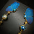 <14054>Morpho butterfly Chinoiserie earrings