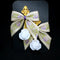 <14055>Antique Ribbon Rose Sugar Spoon Earrings white purple