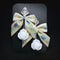 <14059>Antique Ribbon Rose Sugar Spoon Earrings white blue