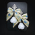 <14059>Antique Ribbon Rose Sugar Spoon Earrings white blue