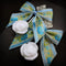 <14061>Antique Ribbon Rose Sugar Spoon pierced Earrings blue
