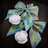<14061>Antique Ribbon Rose Sugar Spoon pierced Earrings blue