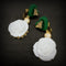<14070>Velvet Heart Rose Sugar pierced earring deep green