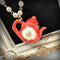 <14073>Milk tea pot necklace red