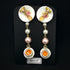 <14074>Rose plate and rose tea earrings