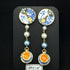 <14076>Blue plate and rose tea earrings