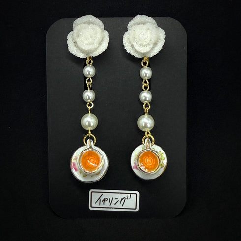 <14077>Rose sugar and rose tea earrings