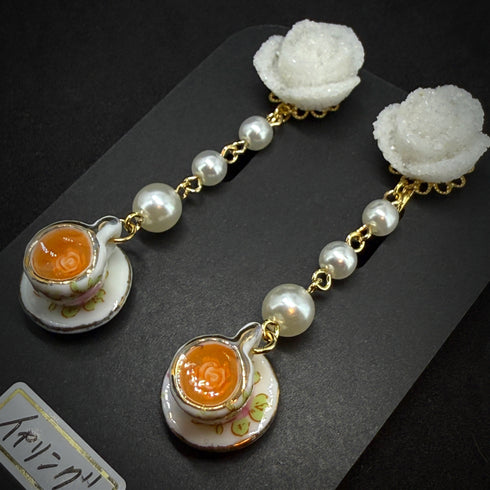 <14077>Rose sugar and rose tea earrings
