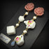 <14078>Brown rose sugar and sugar cube earrings