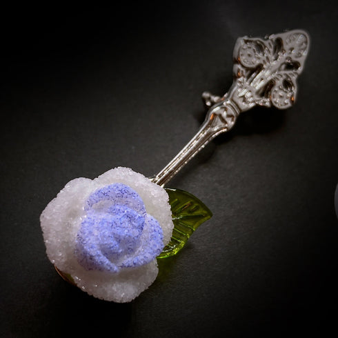 <14081>Rose sugar silver brooch Blue