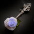 <14081>Rose sugar silver brooch Blue