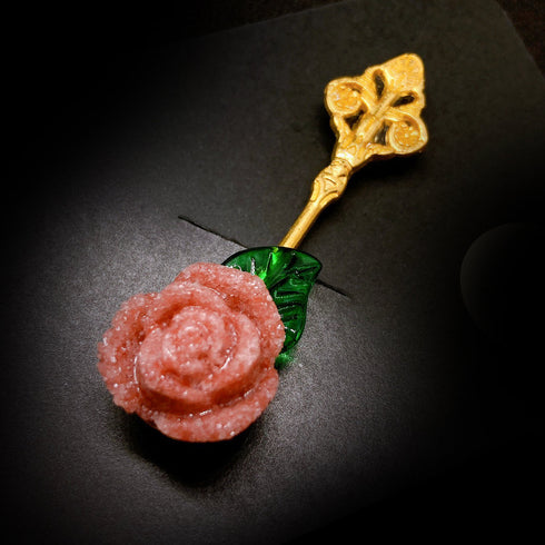<14083>Rose sugar pinkgold brooch Brown
