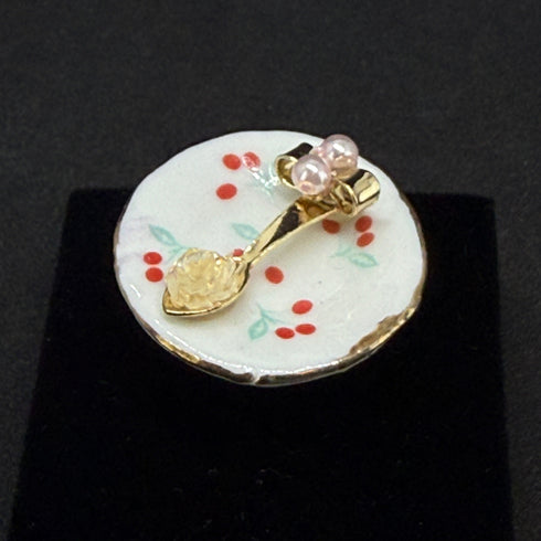 <14091>Rose sugar dish ring cherry