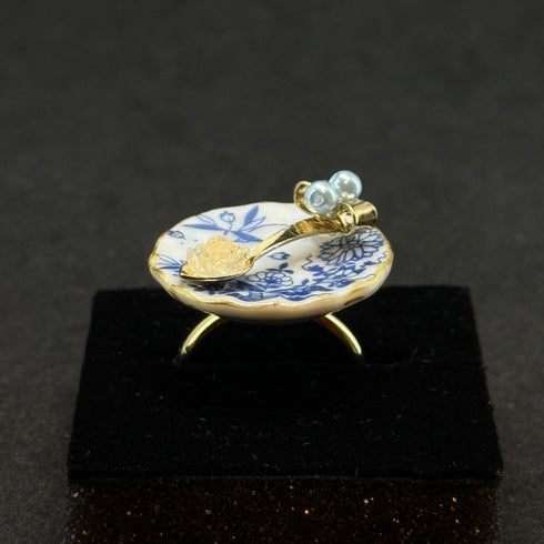 <14092>Rose sugar dish ring blue