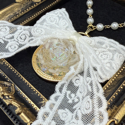 <14099>Ice Rose necklace lace