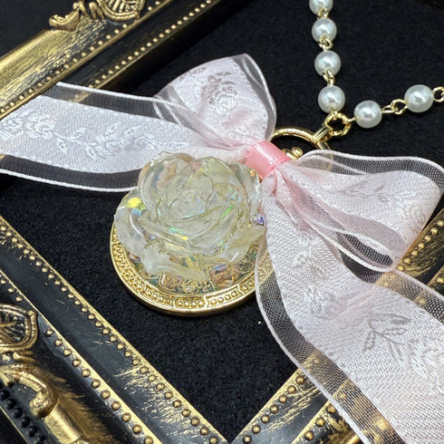 <14101>Ice Rose necklace pink