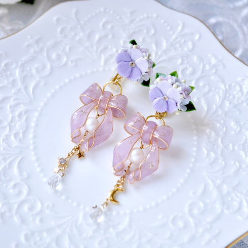 <15002>【NOMOAYA & Lala m'your】Viola Floral Earrings