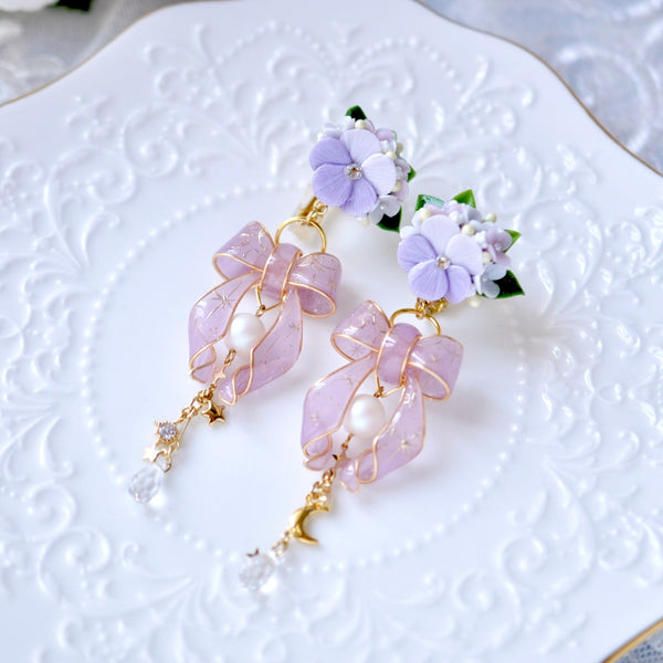 <15002>【NOMOAYA & Lala m'your】Viola Floral Earrings