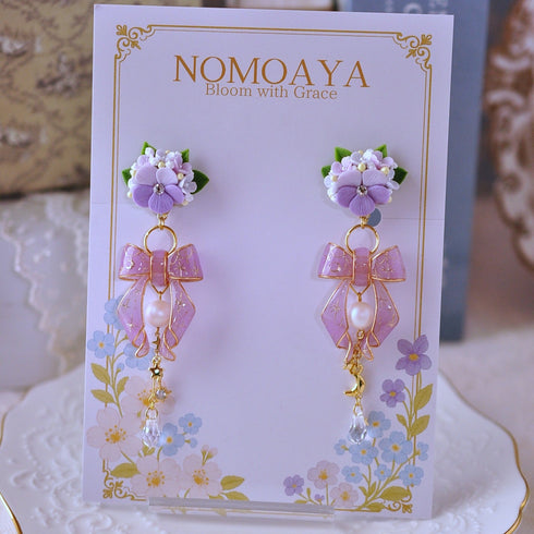 <15002>【NOMOAYA & Lala m'your】Viola Floral Earrings