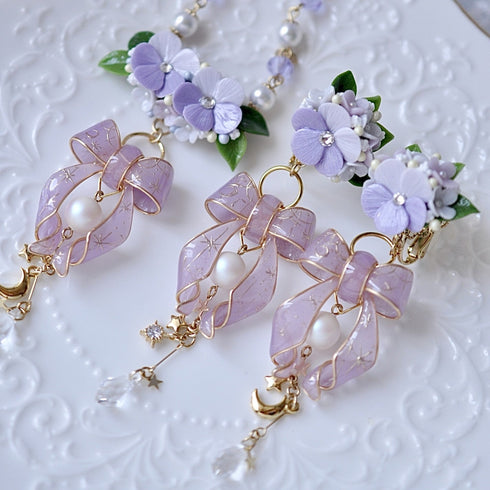 <15003>【NOMOAYA & Lala m'your】Viola Floral Necklace & Earrings set