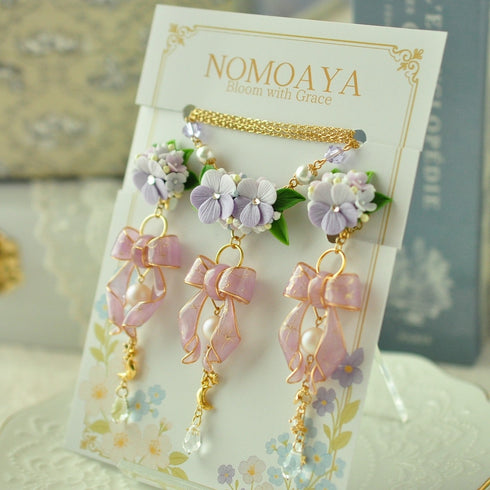 <15003>【NOMOAYA & Lala m'your】Viola Floral Necklace & Earrings set