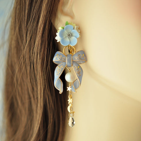 <15005>【NOMOAYA & Lala m'your】Nemophila Floral Earrings