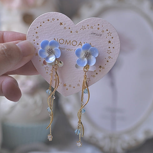 <15009>【Nemophila Rondo】 Floral Earrings