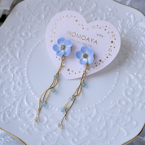 <15010>【Nemophila Rondo】 Floral Pierced Earrings